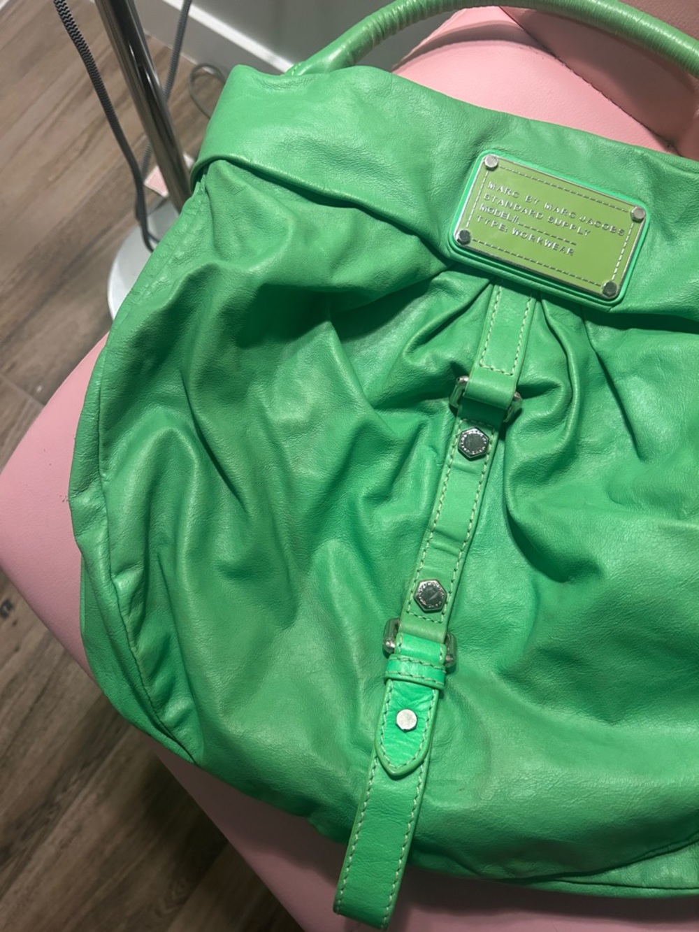 Marc by Marc Jacobs Neon Green Leather Hobo Bag - Picture 5 of 12